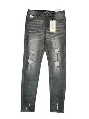 Jeaniologie Gray Distressed High Rise Skinny Jeans size 12 NWT